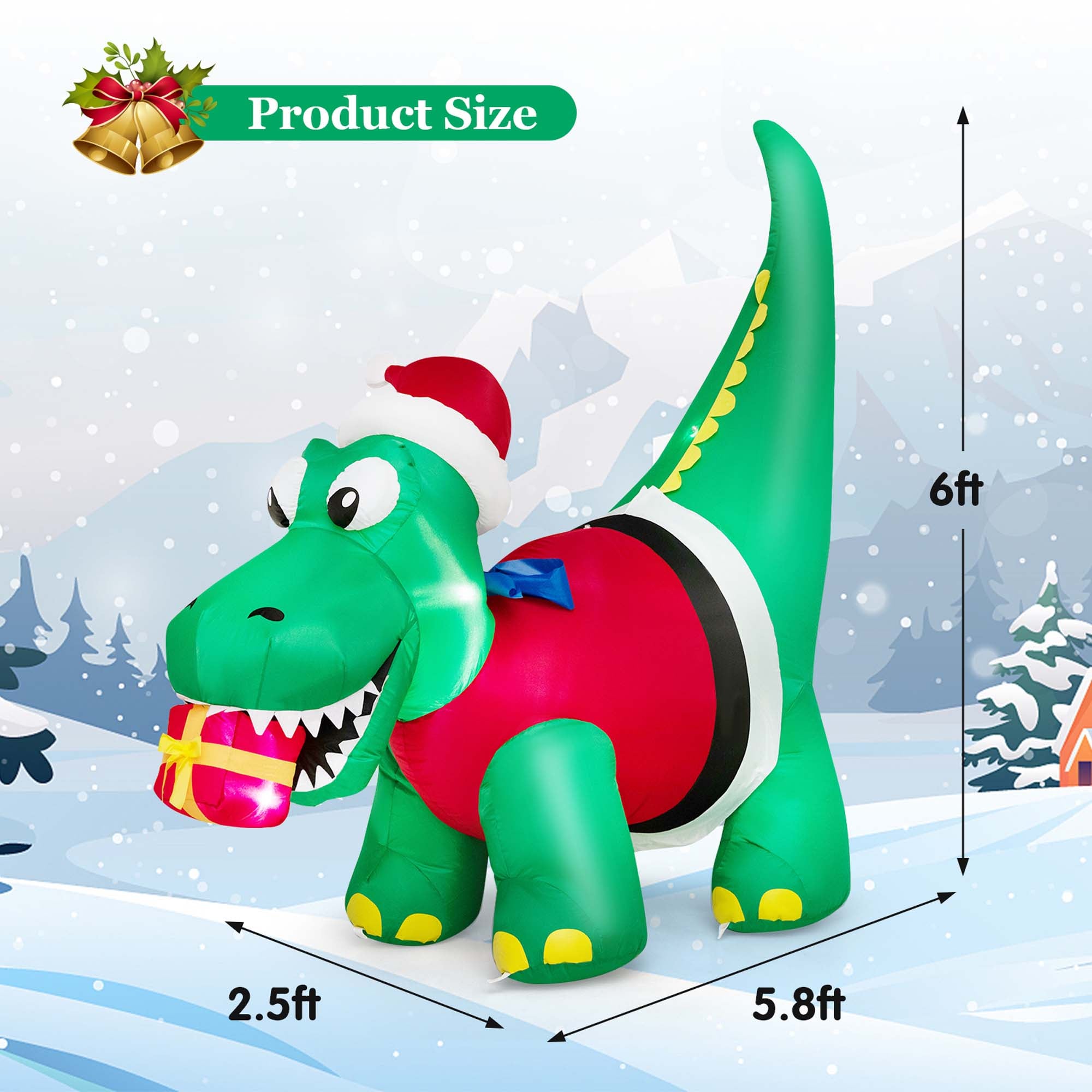Inflatable Christmas Dinosaur with LED Lights K3240