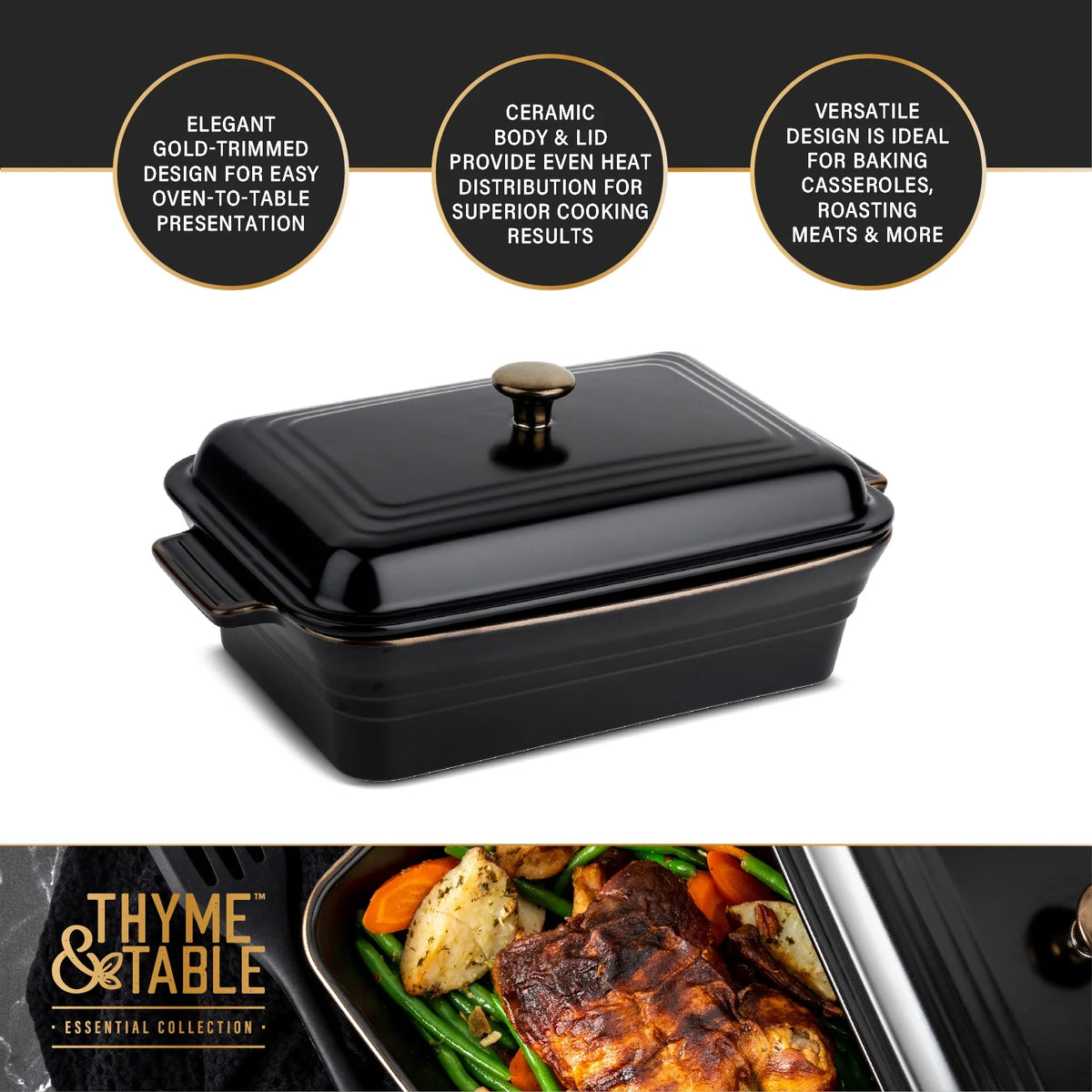 Onyx Stoneware Covered Baking Dish J8530