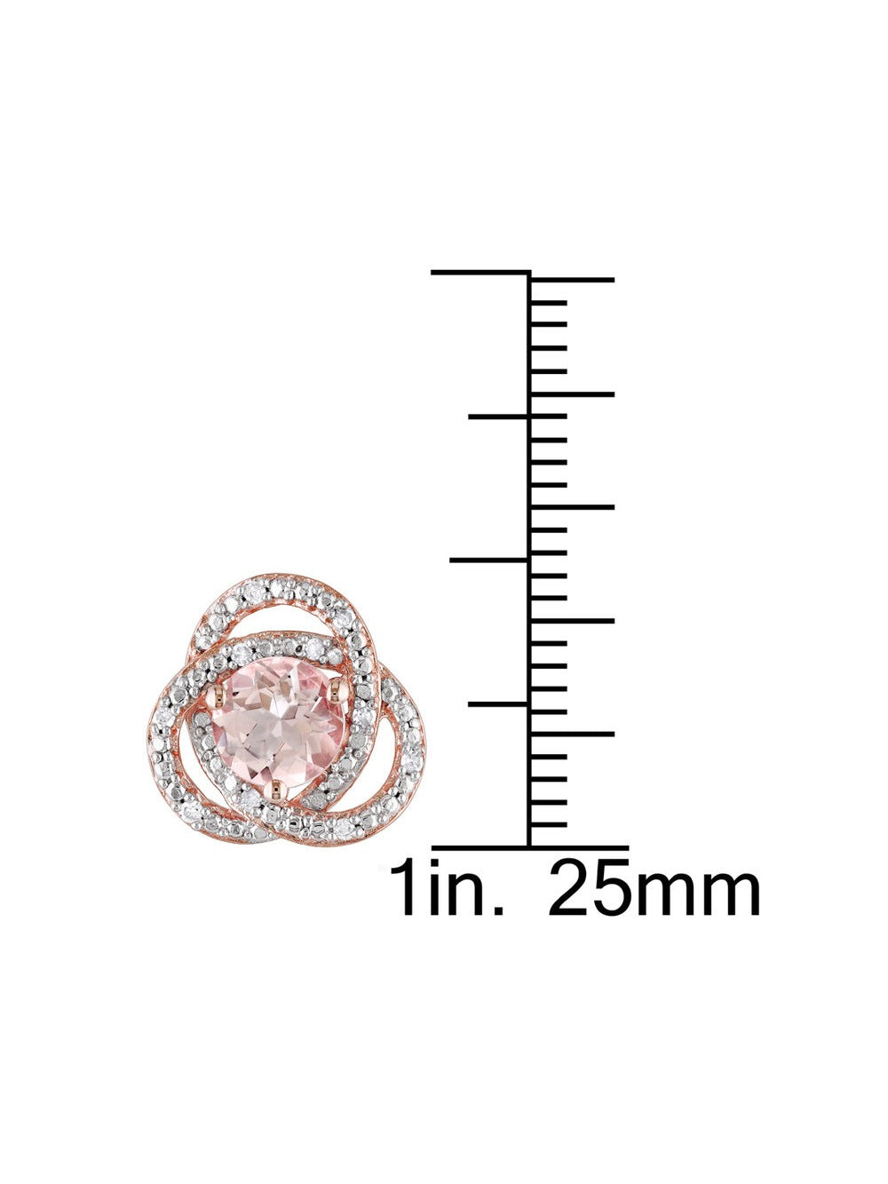 Morganite Stud Earrings with Diamonds in Rose Sterling Silver E720831