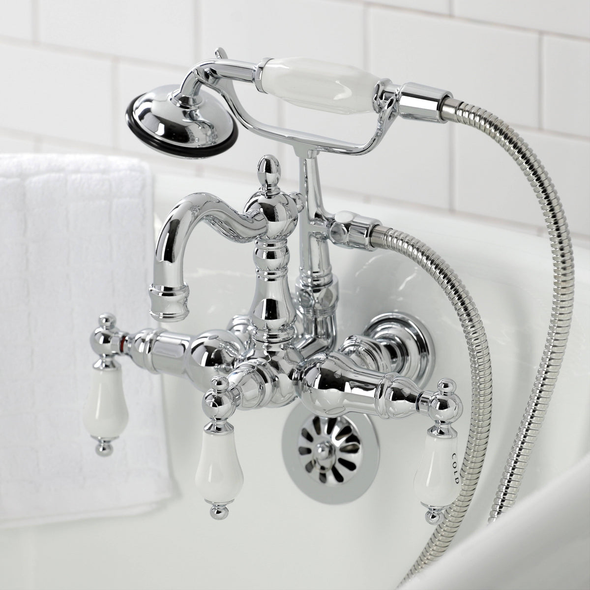 Polished Brass Clawfoot Tub Faucet with Hand Shower X45161