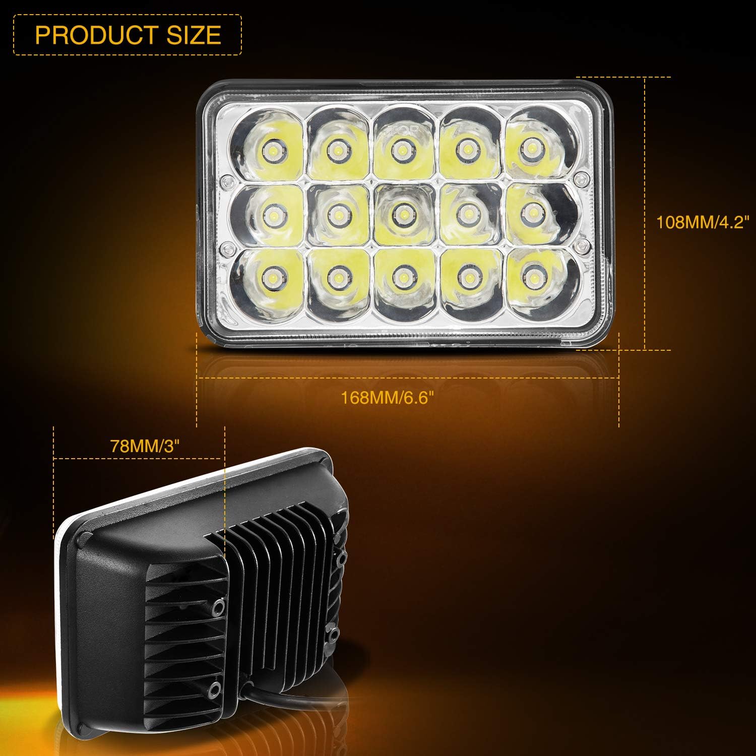 4x6 LED Headlights Sealed Beam Conversion Kit Pack of 2 J724