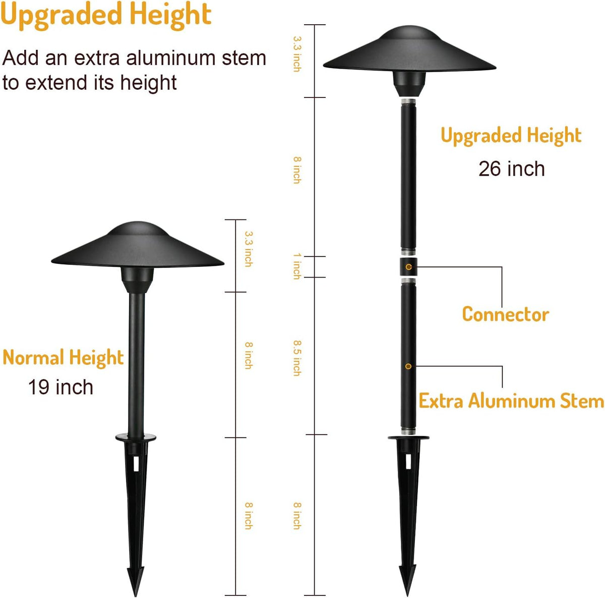 Black Cast-Aluminum Outdoor Path Light 8PK Y411717