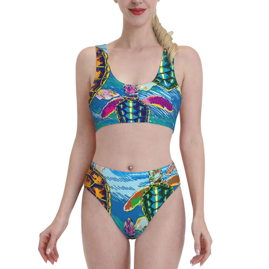 Women'S Two Piece High Waisted Bikini Set D264