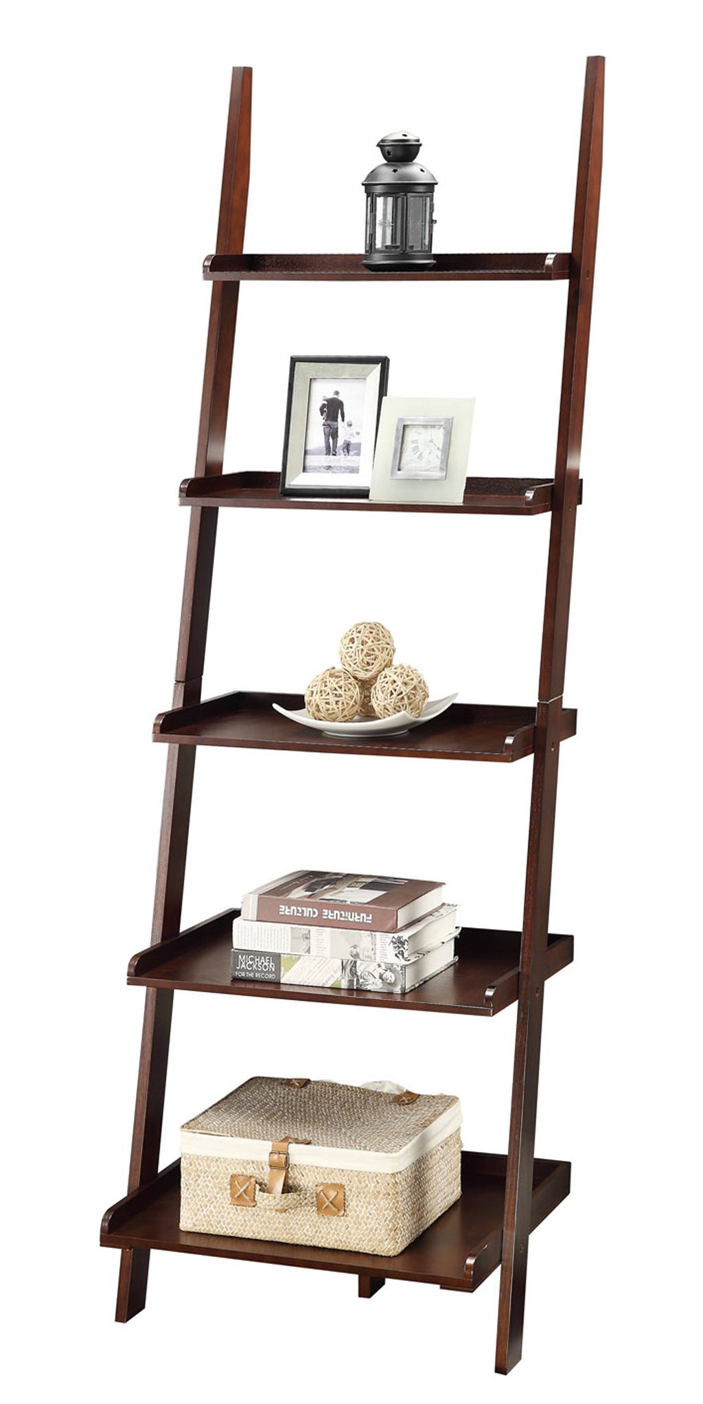Espresso 5-Shelf Bookshelf Ladder E6142