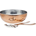 3 Piece Stainless Steel Hammered Salad Bowl with 2 Server B402071