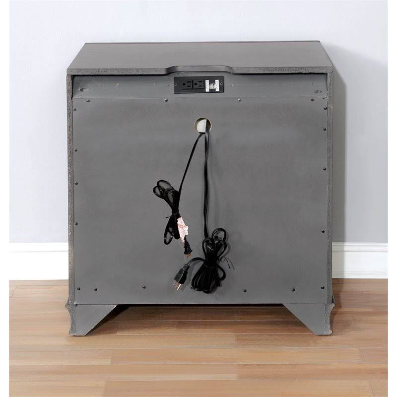 Gray Solid Wood 3-Drawer Nightstand E78611