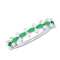 Marquise Emerald Ring with Diamond, 925 Sterling Silver D1284