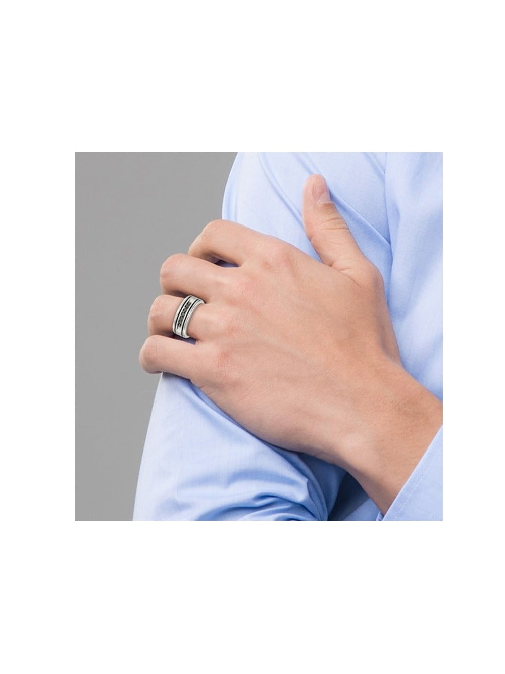 Black Diamond Stainless Steel Band Ring C8458