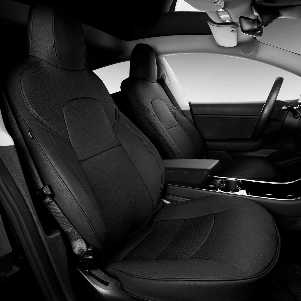 Red-PU Car Seat Cover for Tesla Model 3/Y (5 Pcs) F8482