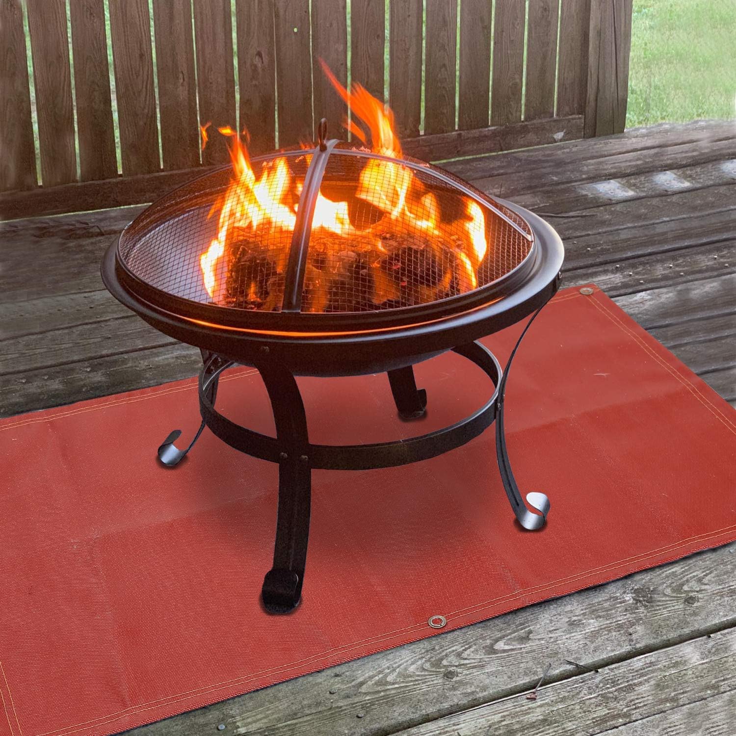70"×58" Fireproof Silicone Fire Pit Mat L3784