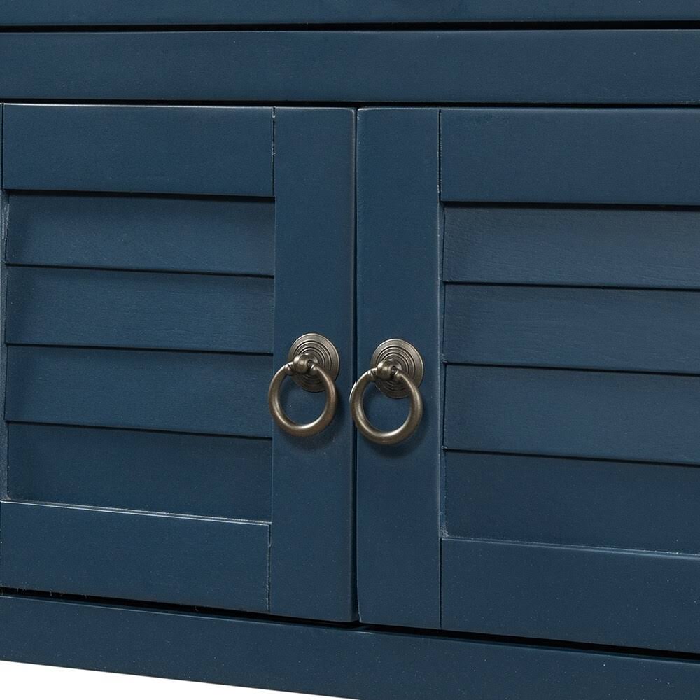 Blue Console Table with 7 Drawers and 1 Cabinet C806