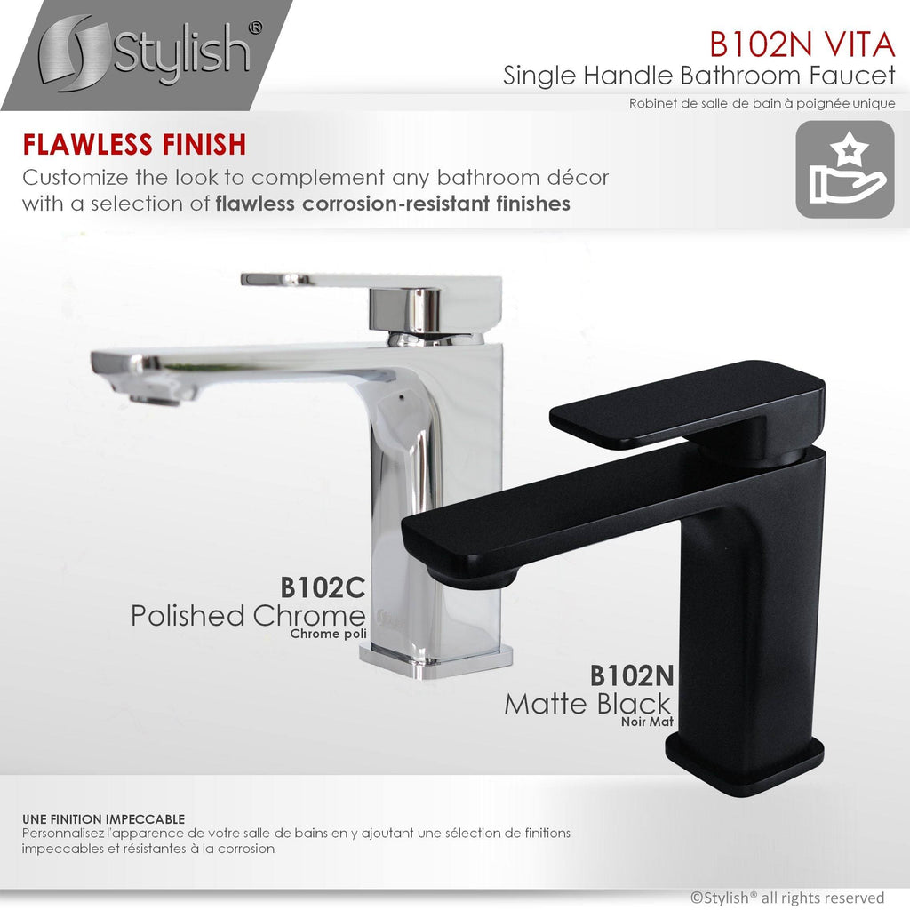Matte Black 1-Handle Single Hole Bathroom Sink Faucet D2218