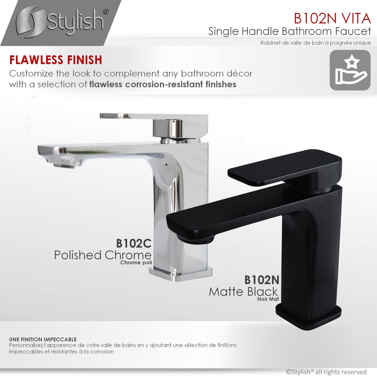 Matte Black 1-Handle Single Hole Bathroom Sink Faucet D2218
