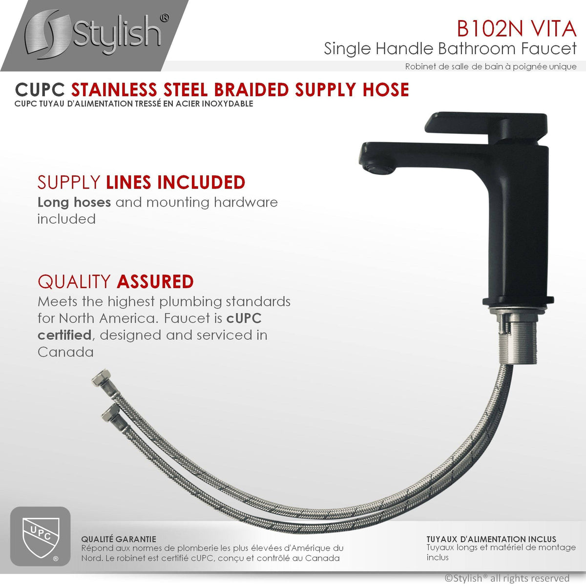 Matte Black 1-Handle Single Hole Bathroom Sink Faucet D2218