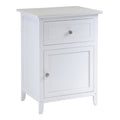 White Wood Night Stand with Drawer and Cabinet I16414