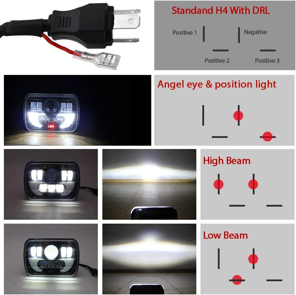 LED Headlights Sealed Beam H4 High Low Beam DRL H6054 Replacement, Pack of 2 M315