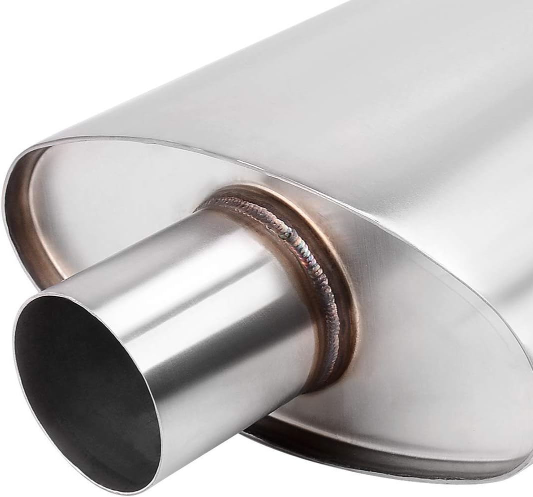 2.5" Inlet/Outlet Stainless Steel Welded Oval Muffler, 19" Overall Length, Pack of 2 N72797