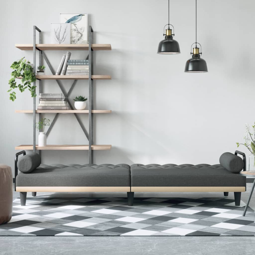 Dark Gray Fabric Sofa Bed with Armrests K65476