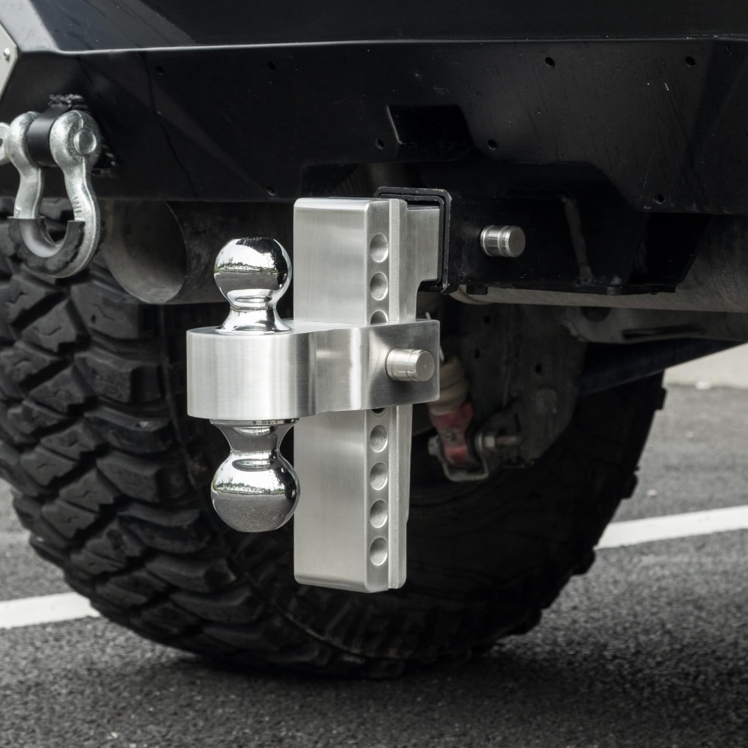 Adjustable Trailer Hitch Ball Mount, 2-Inch Receiver, 8-Inch Drop, Forged Aluminum Shank, 2-Inch and 2-5/16-Inch Combo Stainless Steel Tow Balls with Double Pin Key Locks S386309