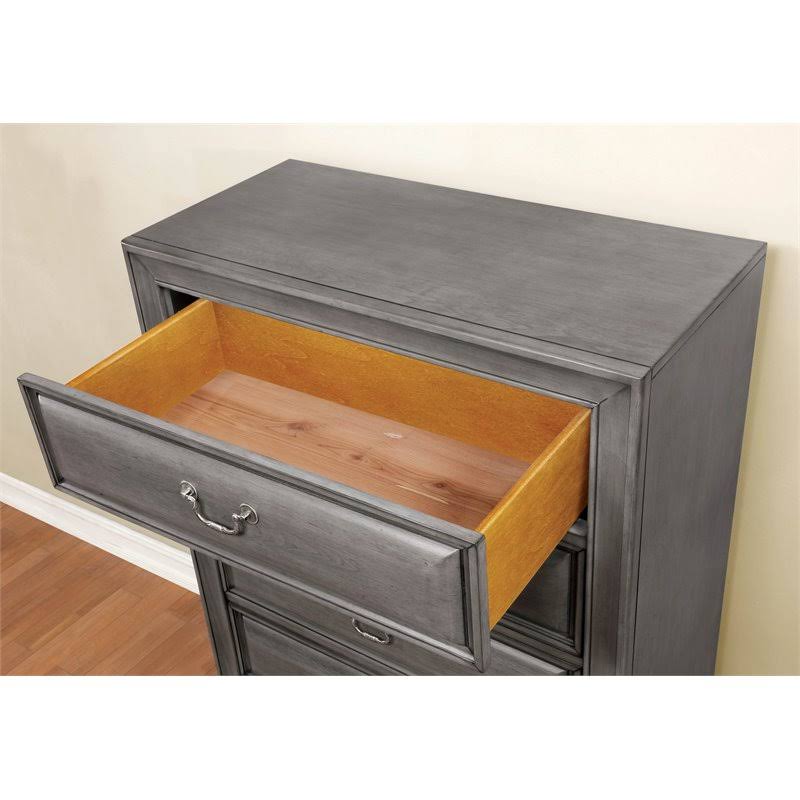 Gray Solid Wood 3-Drawer Nightstand E78611