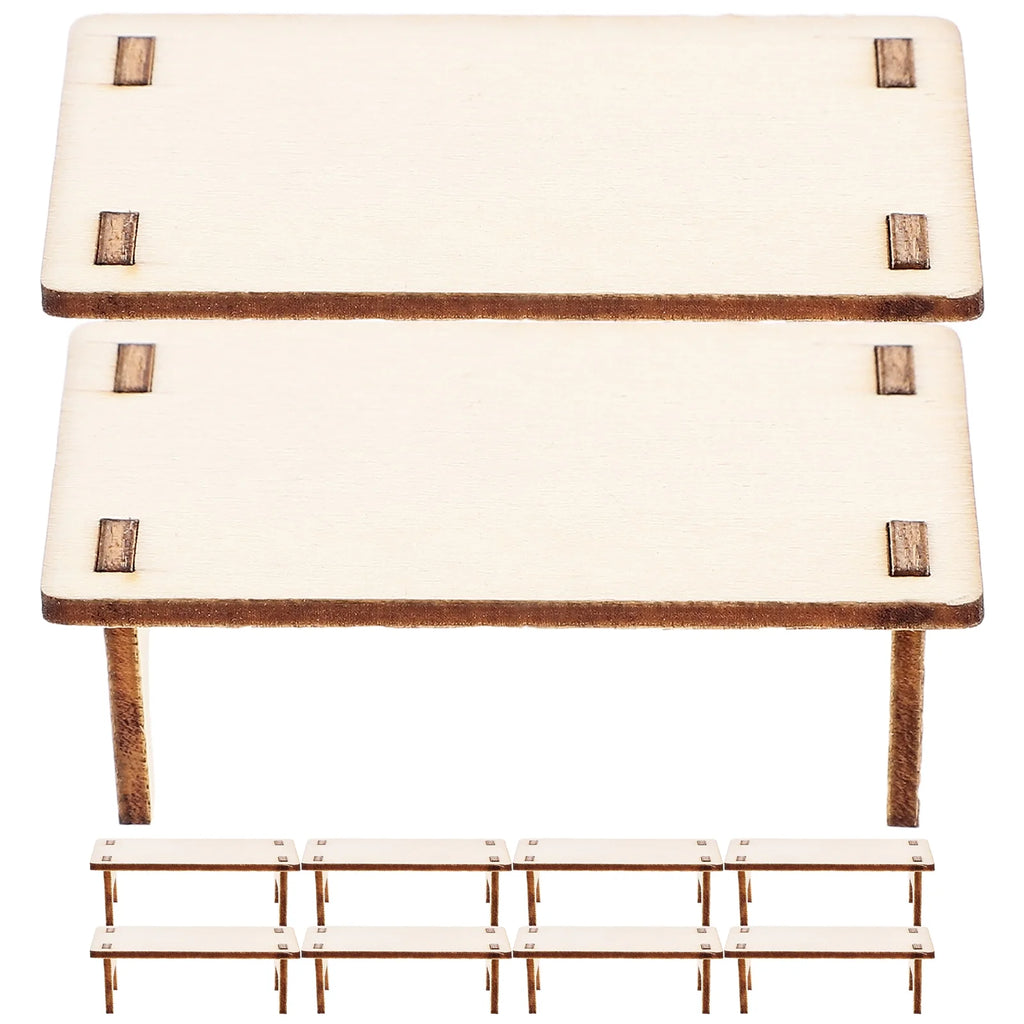 10pcs Mini Wooden Table Model Furniture Ornament T24715