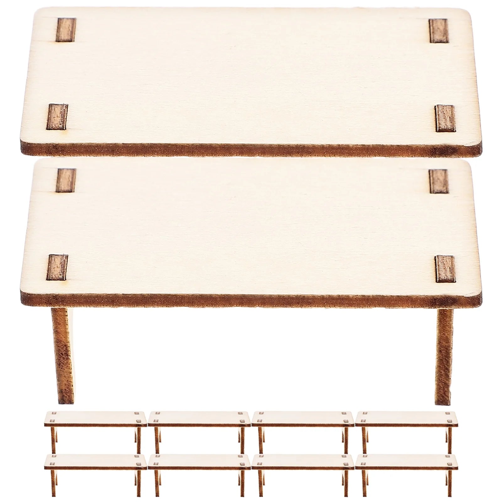 10pcs Mini Wooden Table Model Furniture Ornament T24715