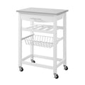 White Wood Kitchen Island Storage Cart U847