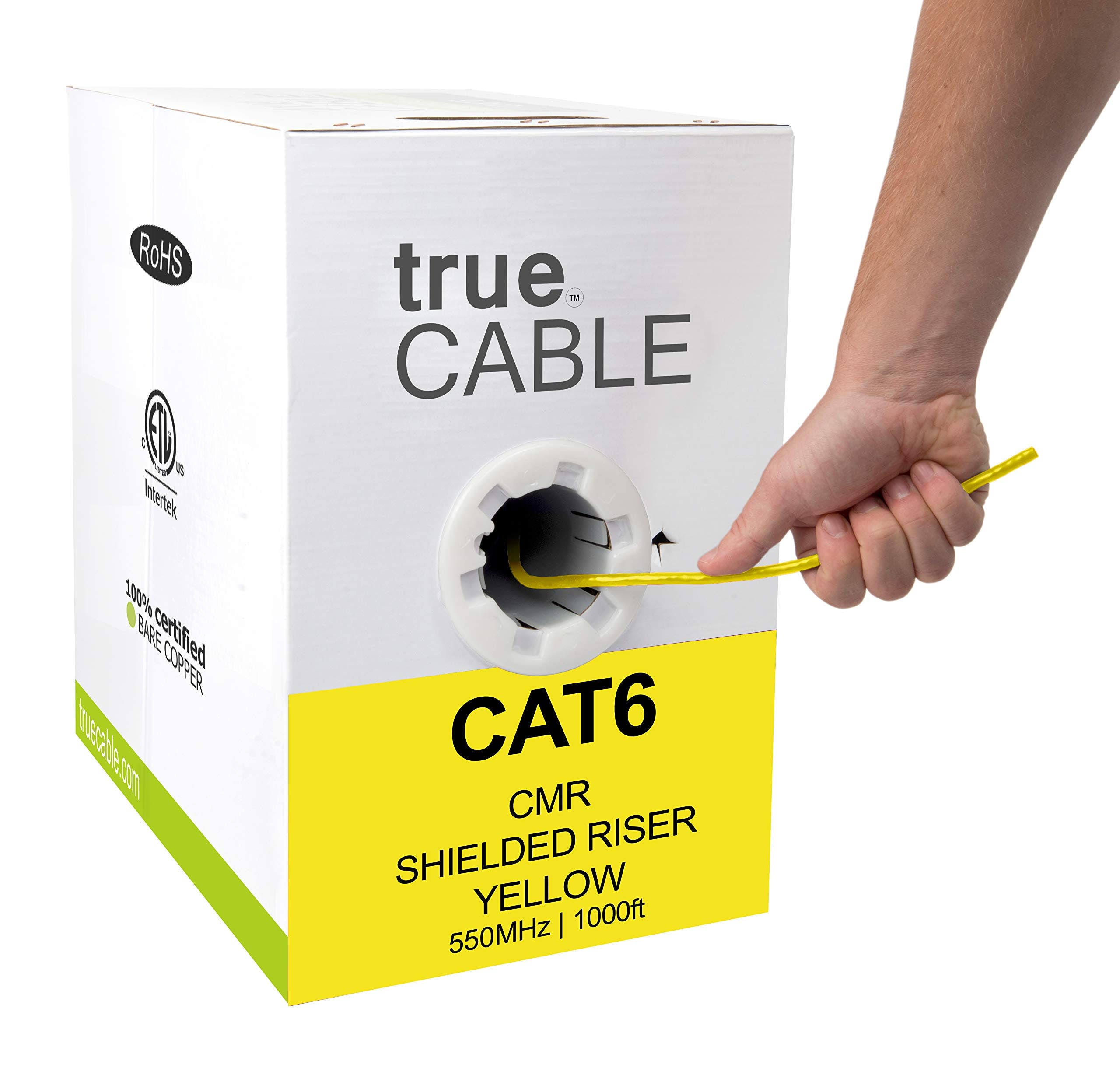 Cat6 Shielded Riser 1000ft Yellow 23AWG Solid Bare S300957