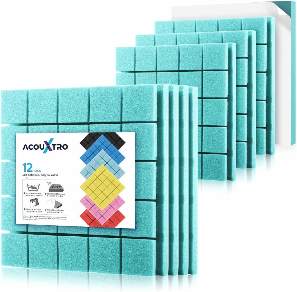 24 Pack Black Acoustic Foam Panels, 12x12x2 inches L8922