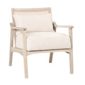 Mid-Century Accent Chair with Lumbar Pillow, Rattan Back Upholstered Chair R354167